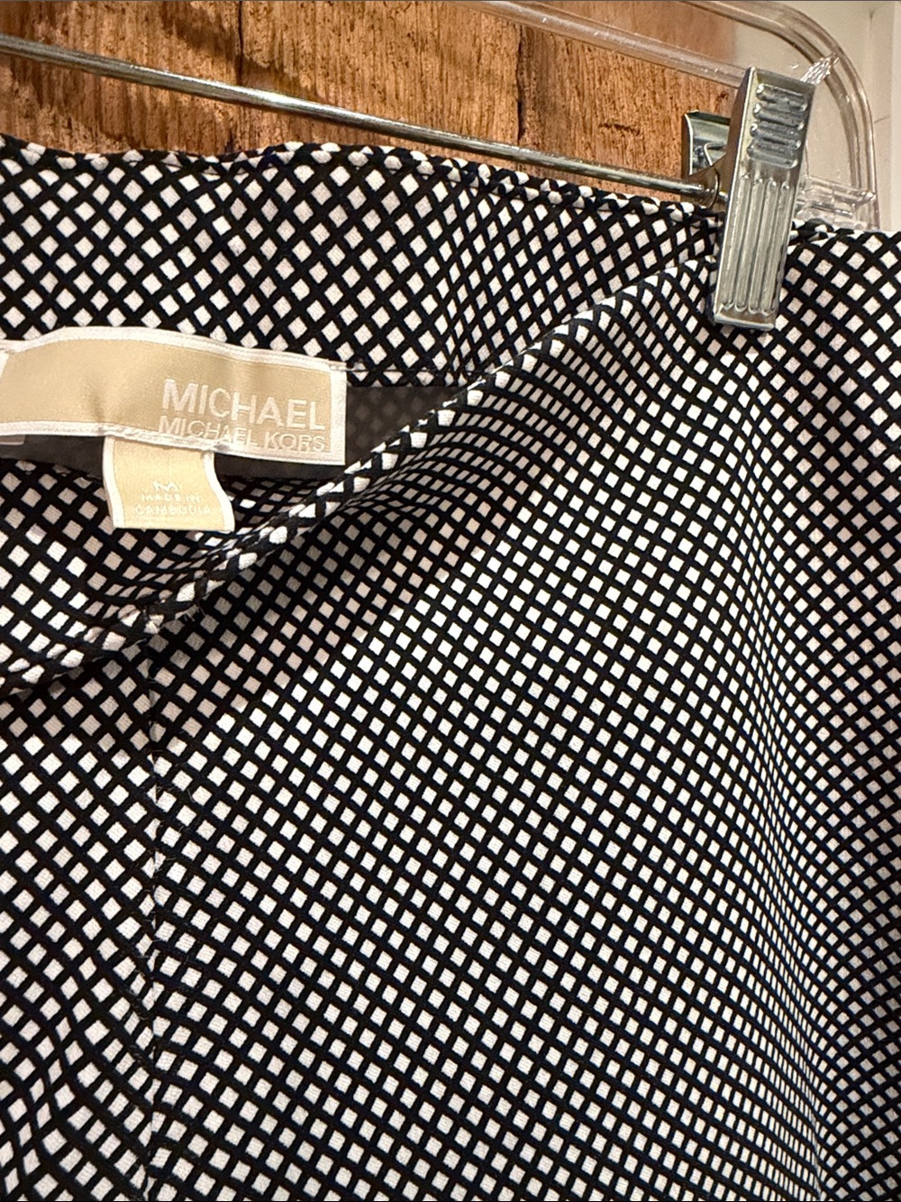 Michael Kors Black & White Cropped Pants with Geometric Print